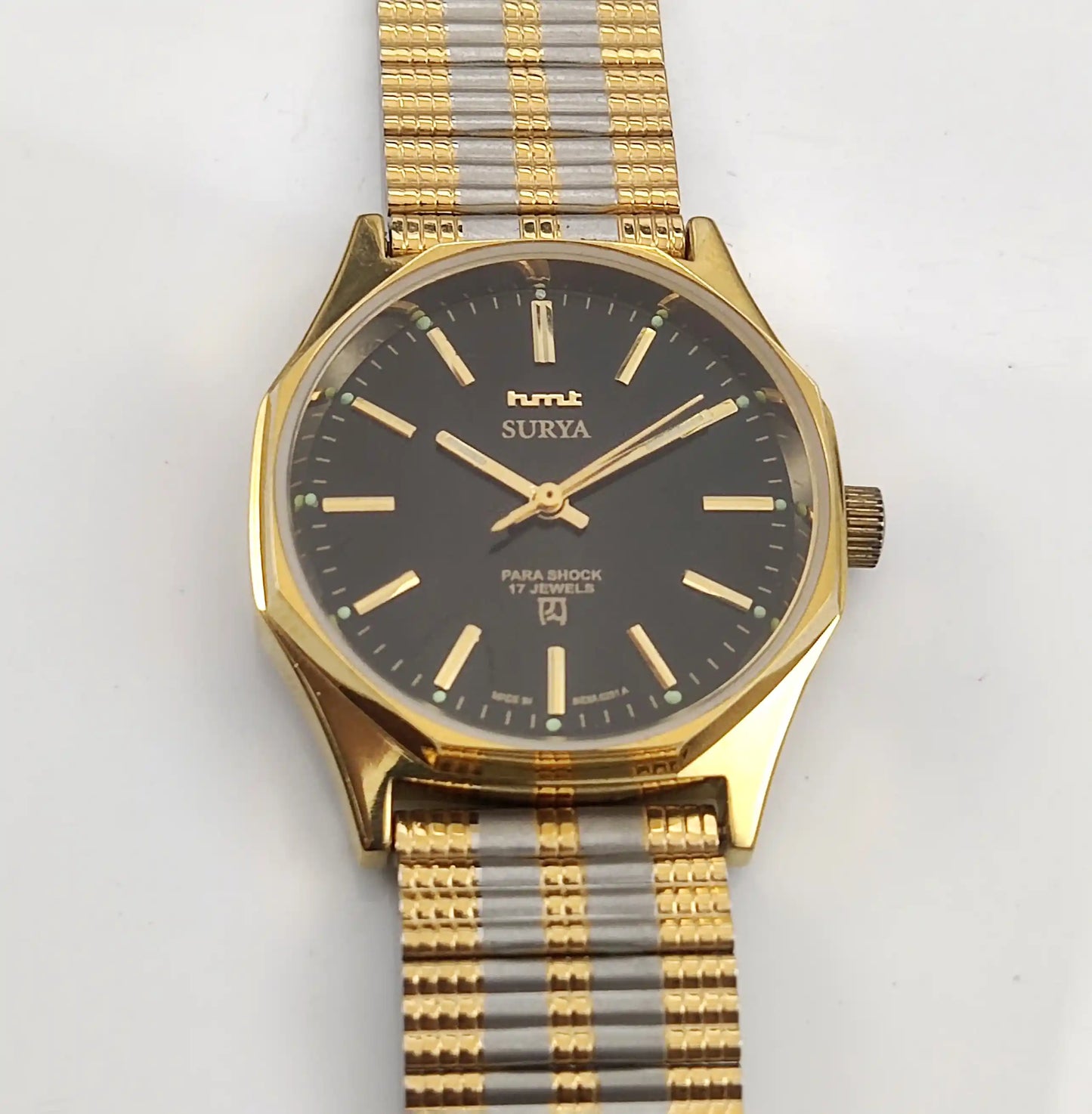 HMT Surya 17 Jewels Handwinding Men's Watch with Black Dial