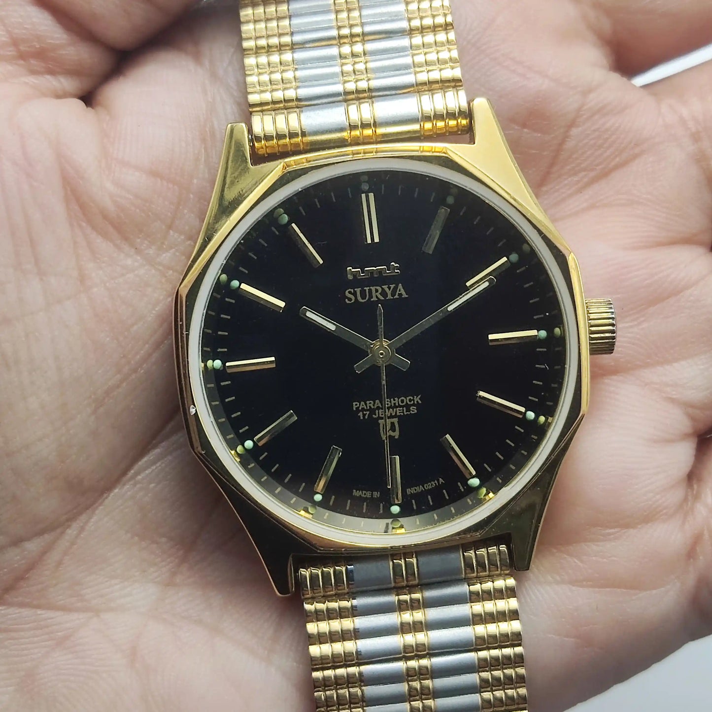 HMT Surya 17 Jewels Handwinding Men's Watch with Black Dial