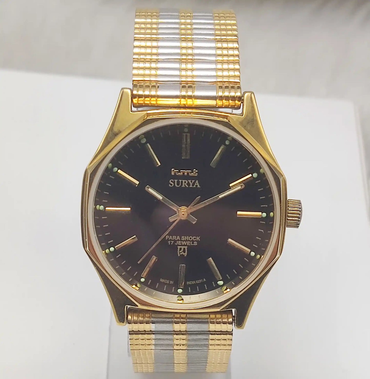 HMT Surya 17 Jewels Handwinding Men's Watch with Black Dial