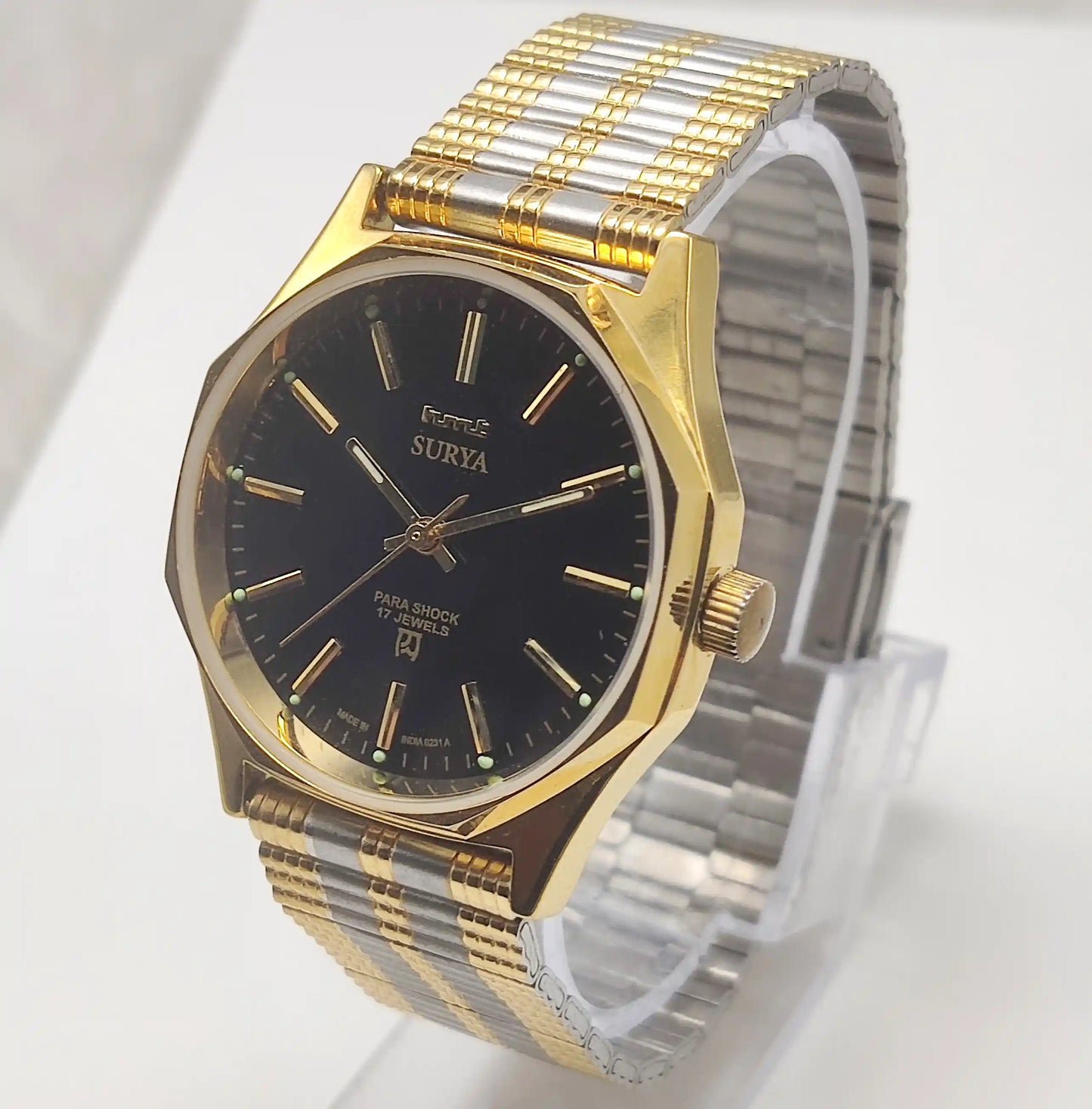 HMT Surya 17 Jewels Handwinding Men's Watch with Black Dial