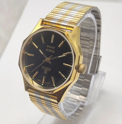 HMT Surya 17 Jewels Handwinding Men's Watch with Black Dial