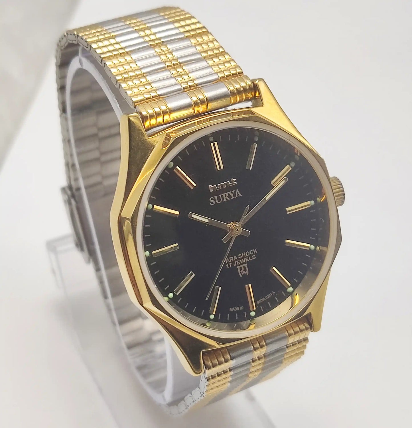 HMT Surya 17 Jewels Handwinding Men's Watch with Black Dial
