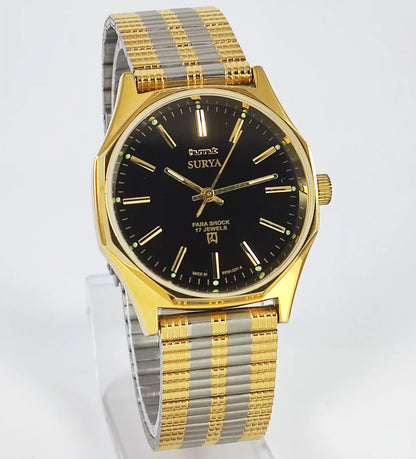 HMT Surya Para Shock 17 Jewels Black Dial Handwinding Discover-Diamonds