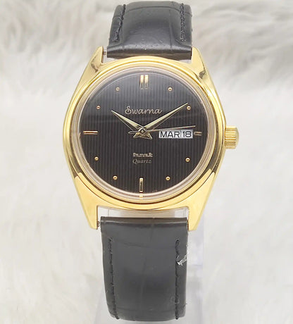 HMT Swarna Day Date Watch – Quartz Black Dial for Timeless Elegance