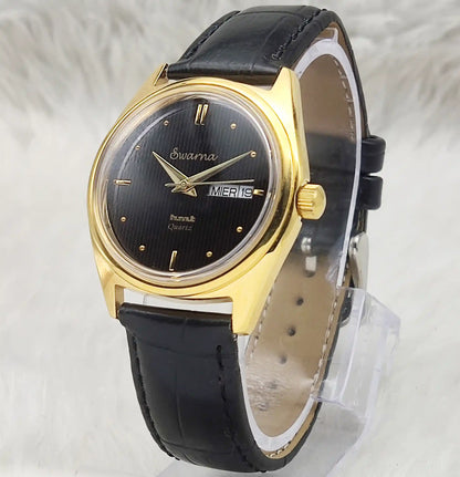 HMT Swarna Day Date Watch – Quartz Black Dial for Timeless Elegance