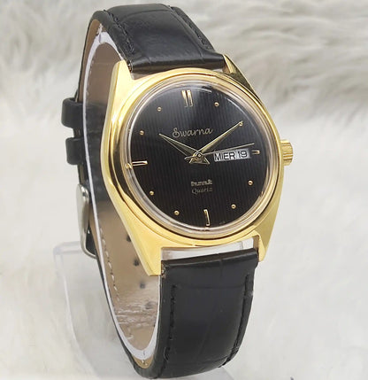 HMT Swarna Day Date Watch – Quartz Black Dial for Timeless Elegance
