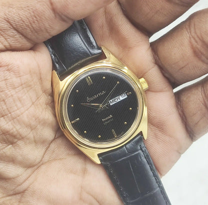 HMT Swarna Day Date Watch – Quartz Black Dial for Timeless Elegance