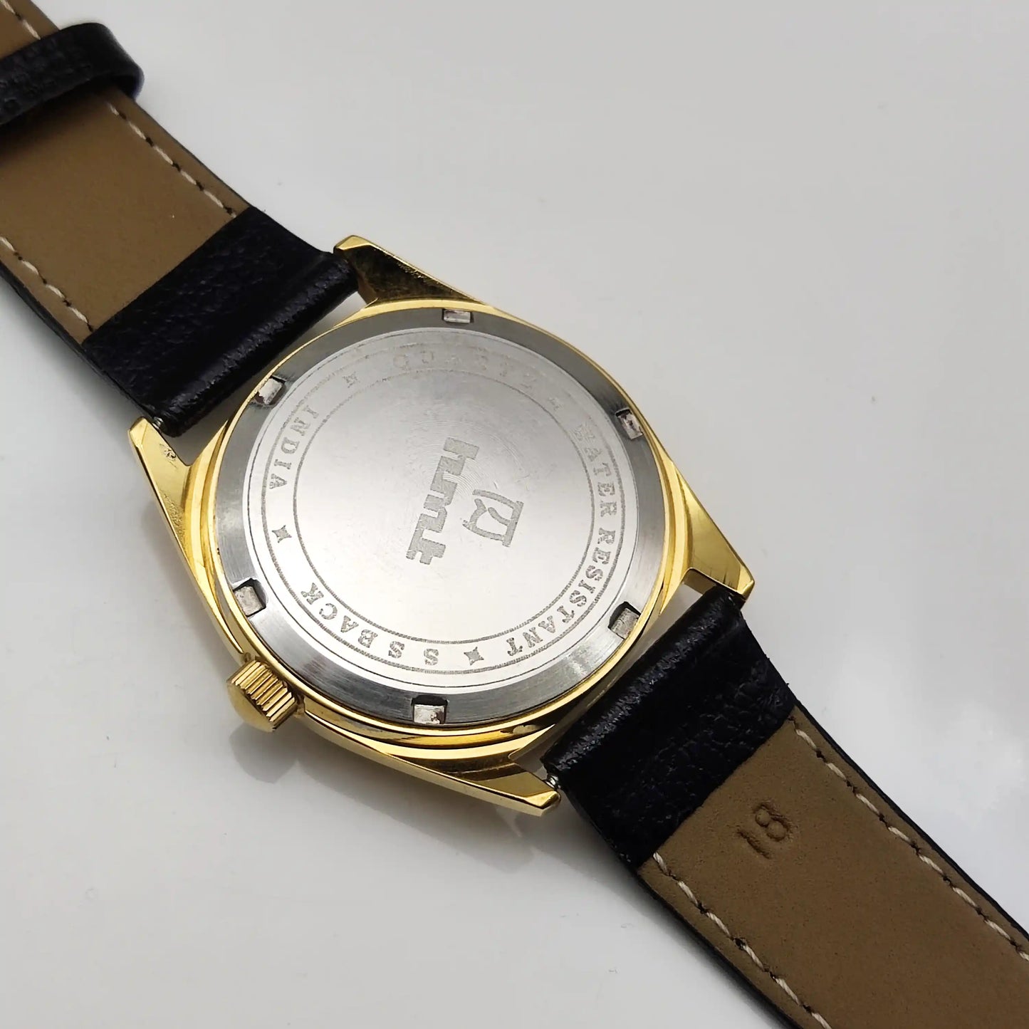 HMT Swarna Day Date Watch - Experience Timeless Elegance with a Goldenish Dial