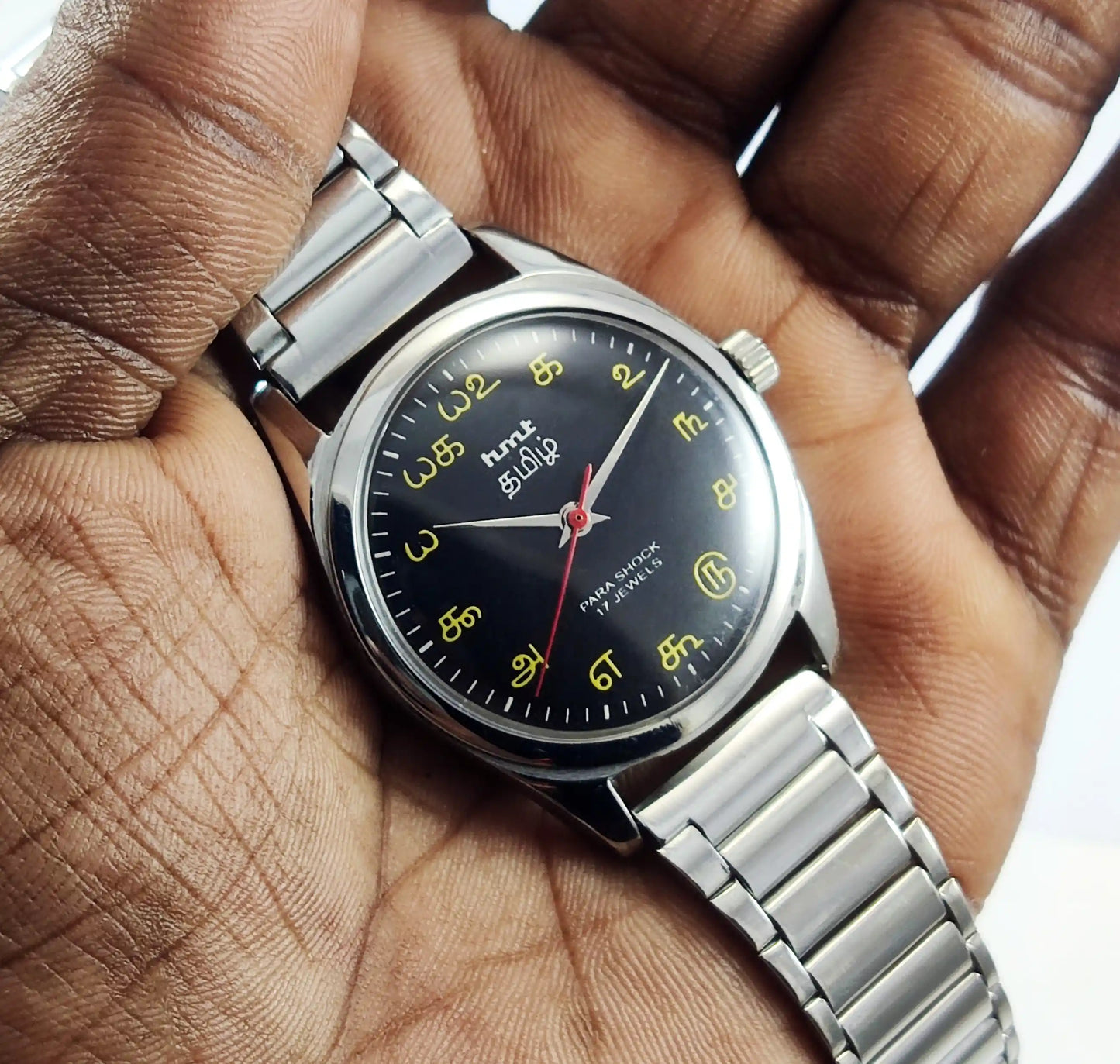 HMT Tamil Para Shock 17 Jewels Black Dial Handwinding Discover-Diamonds