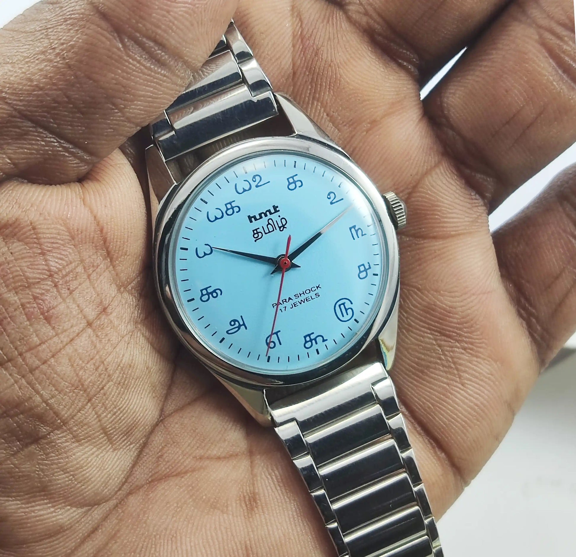 HMT Tamil Para Shock 17 Jewels Sky Blue Dial Handwinding 0231 Discover-Diamonds