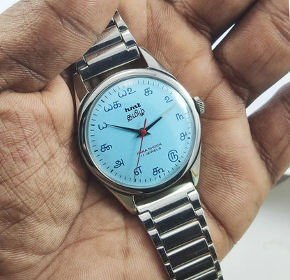HMT Tamil Para Shock 17 Jewels Sky Blue Dial Handwinding 0231 Discover-Diamonds