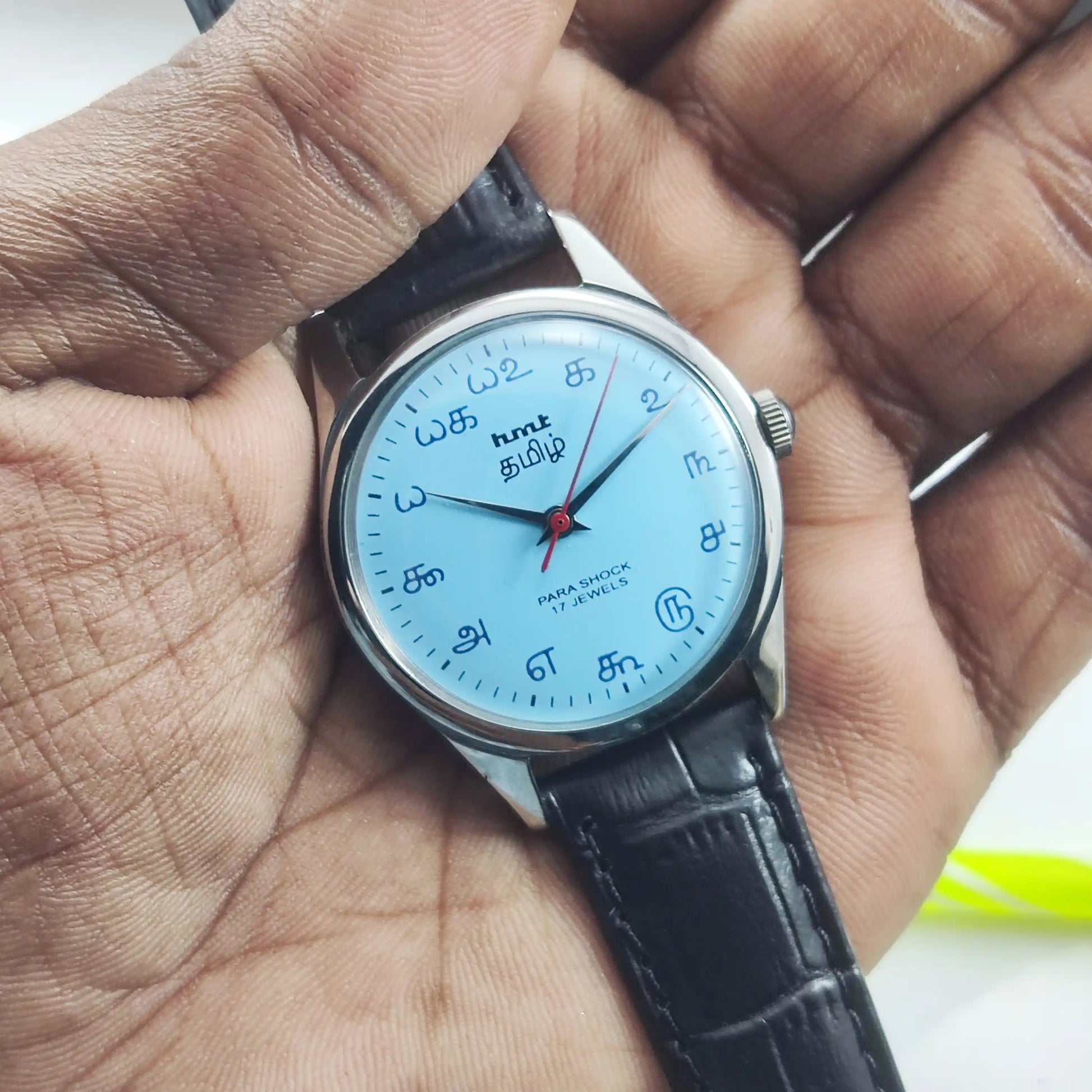 HMT Tamil Para Shock 17 Jewels Sky Blue Dial Handwinding 0231 Discover-Diamonds