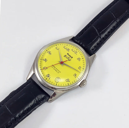 HMT Tamil Para Shock 17 Jewels Yellow Dial Mechanical Handwinding 0231 Discover-Diamonds