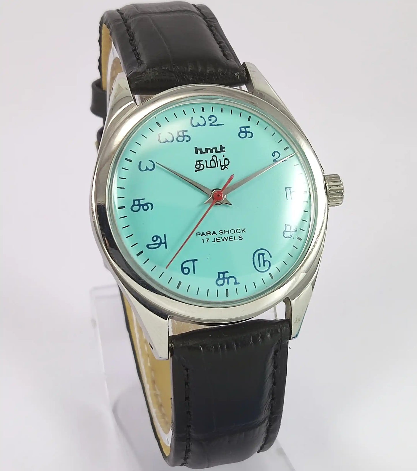 HMT Tamil Turquoise Dial Para Shock 17 Jewels Handwinding Men's Watch 0231 Discover-Diamonds