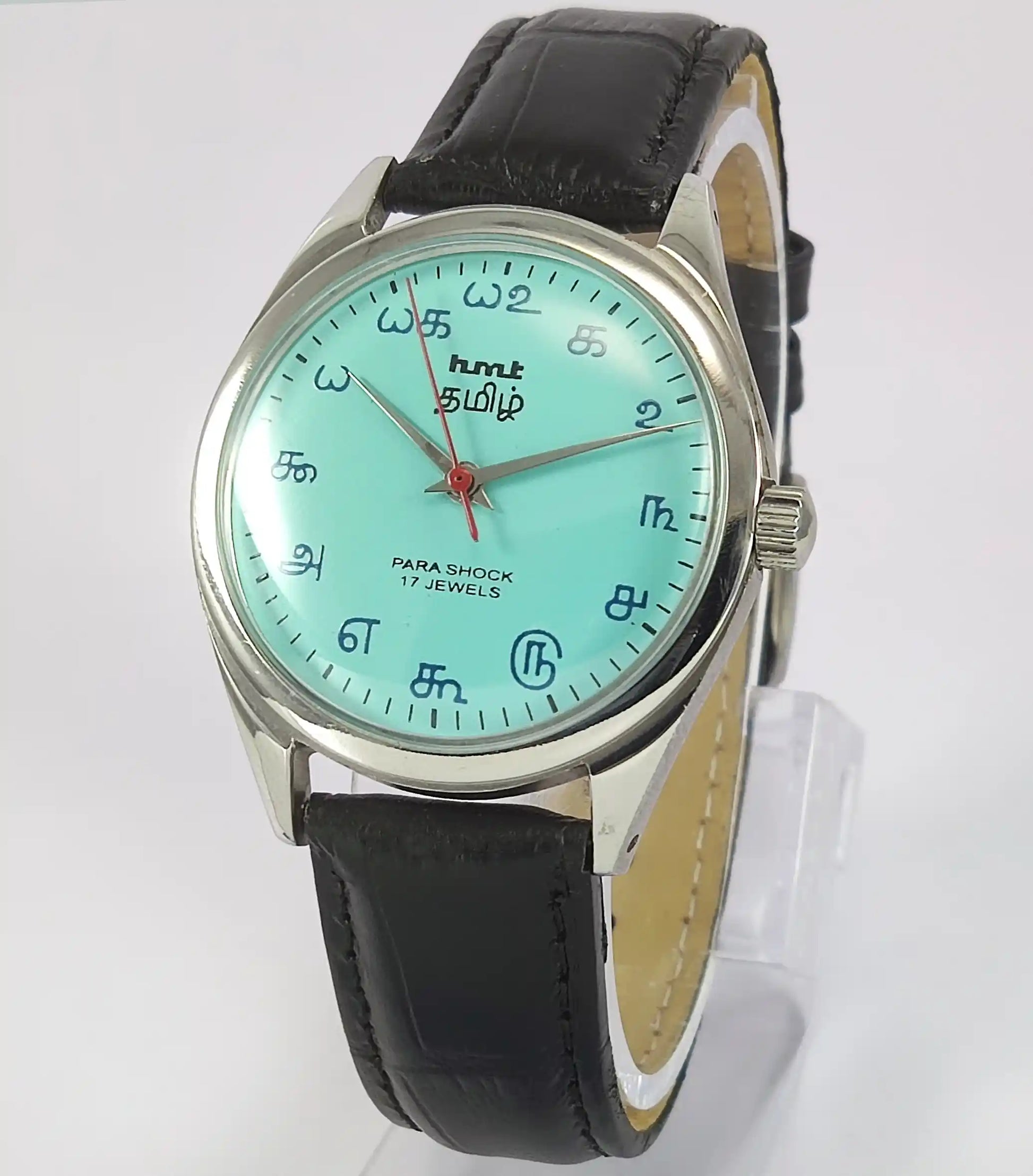 HMT Tamil Turquoise Dial Para Shock 17 Jewels Handwinding Men's Watch 0231 Discover-Diamonds