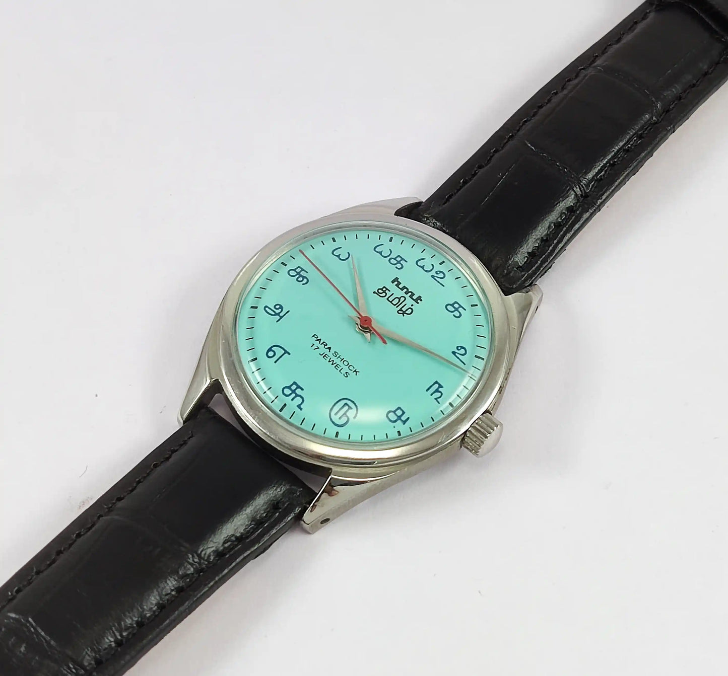 HMT Tamil Turquoise Dial Para Shock 17 Jewels Handwinding Men's Watch 0231 Discover-Diamonds