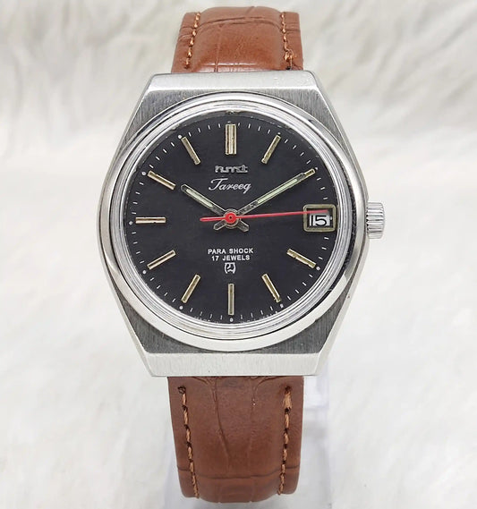 HMT Tareeq Para Shock 17 Jewels Black Dial Stick Indices Date Feature