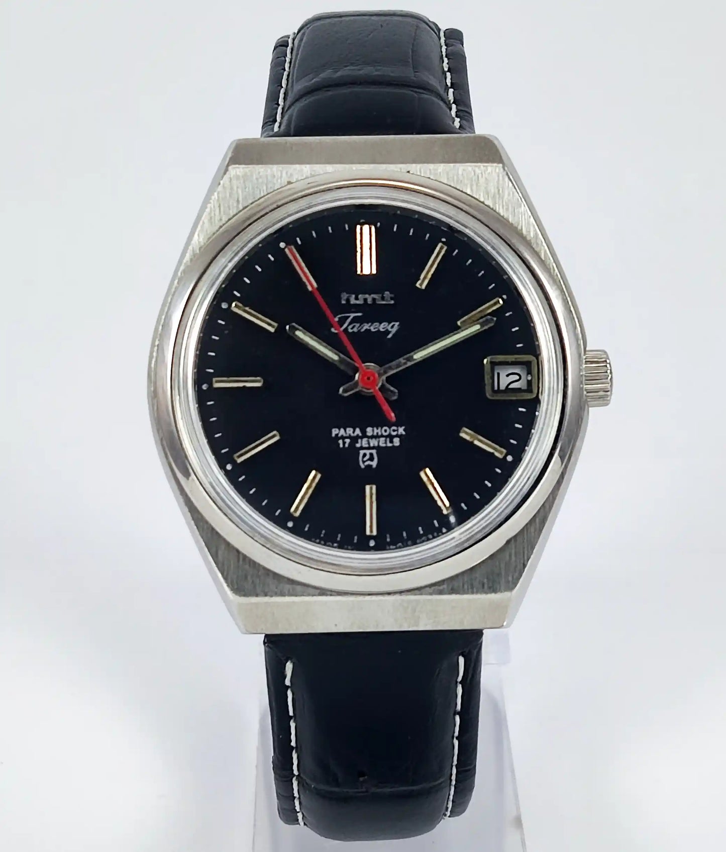 HMT Tareeq Para Shock 17 Jewels Date Black Dial Handwinding Discover-Diamonds