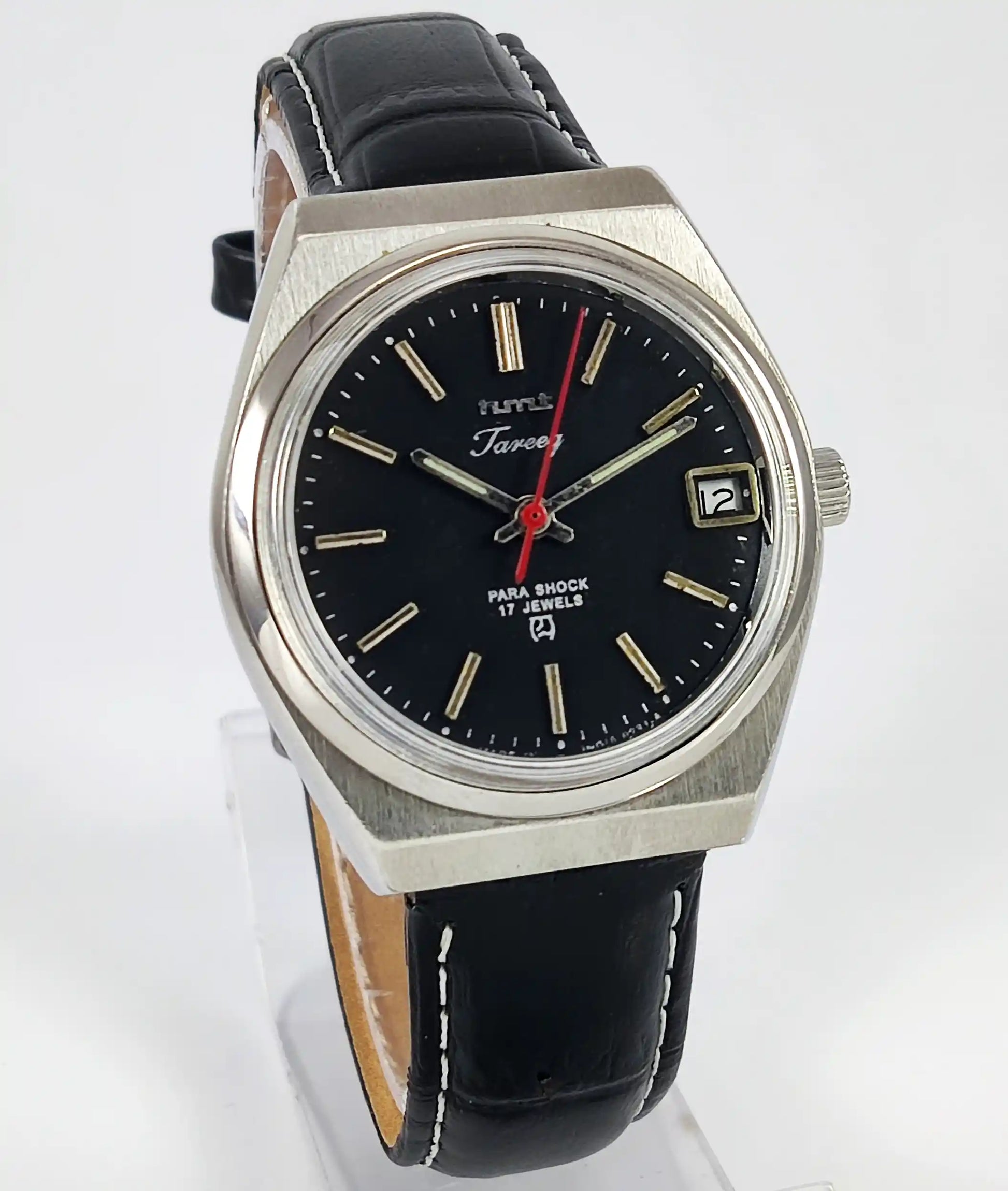 HMT Tareeq Para Shock 17 Jewels Date Black Dial Handwinding Discover-Diamonds