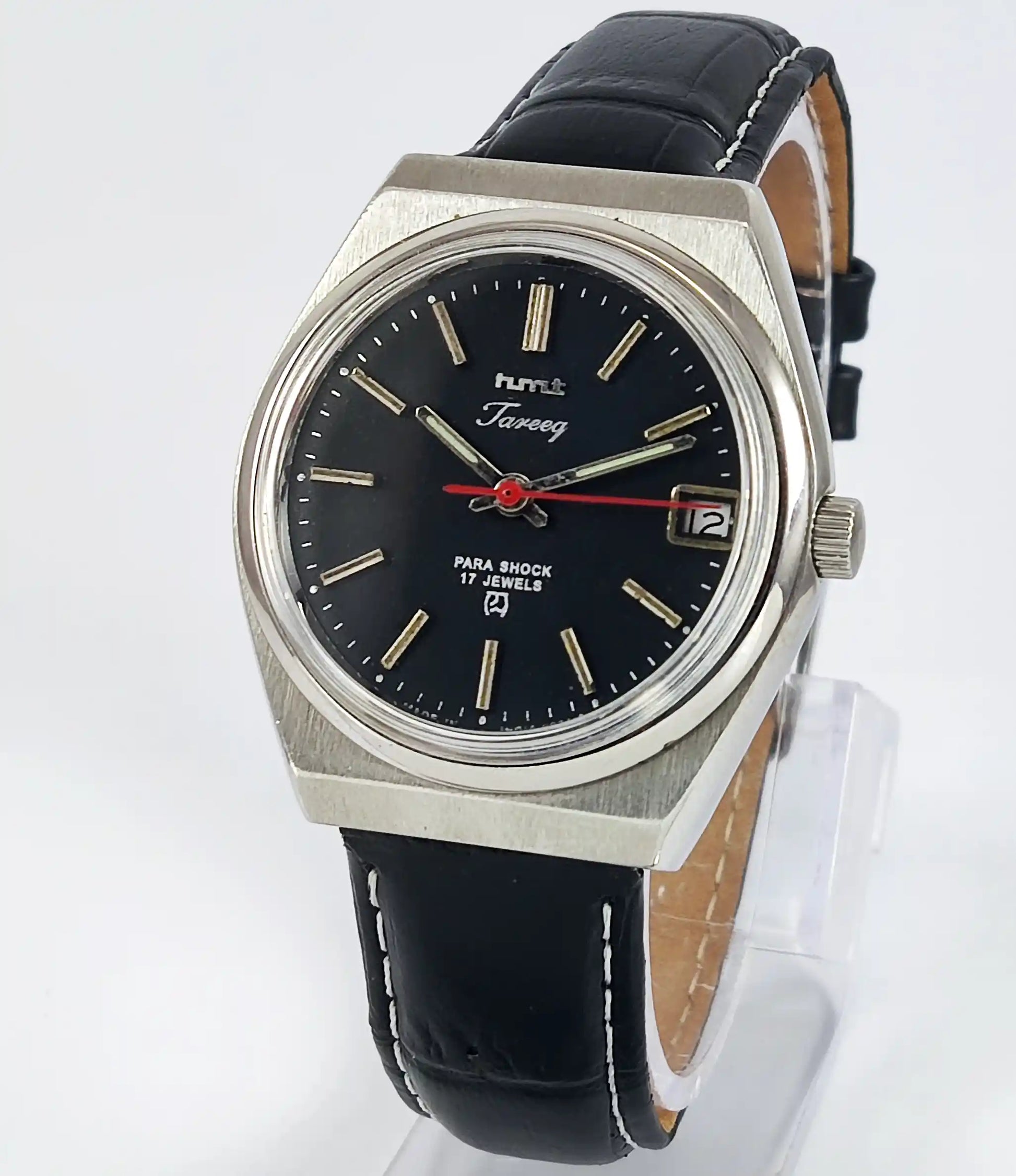 HMT Tareeq Para Shock 17 Jewels Date Black Dial Handwinding Discover-Diamonds