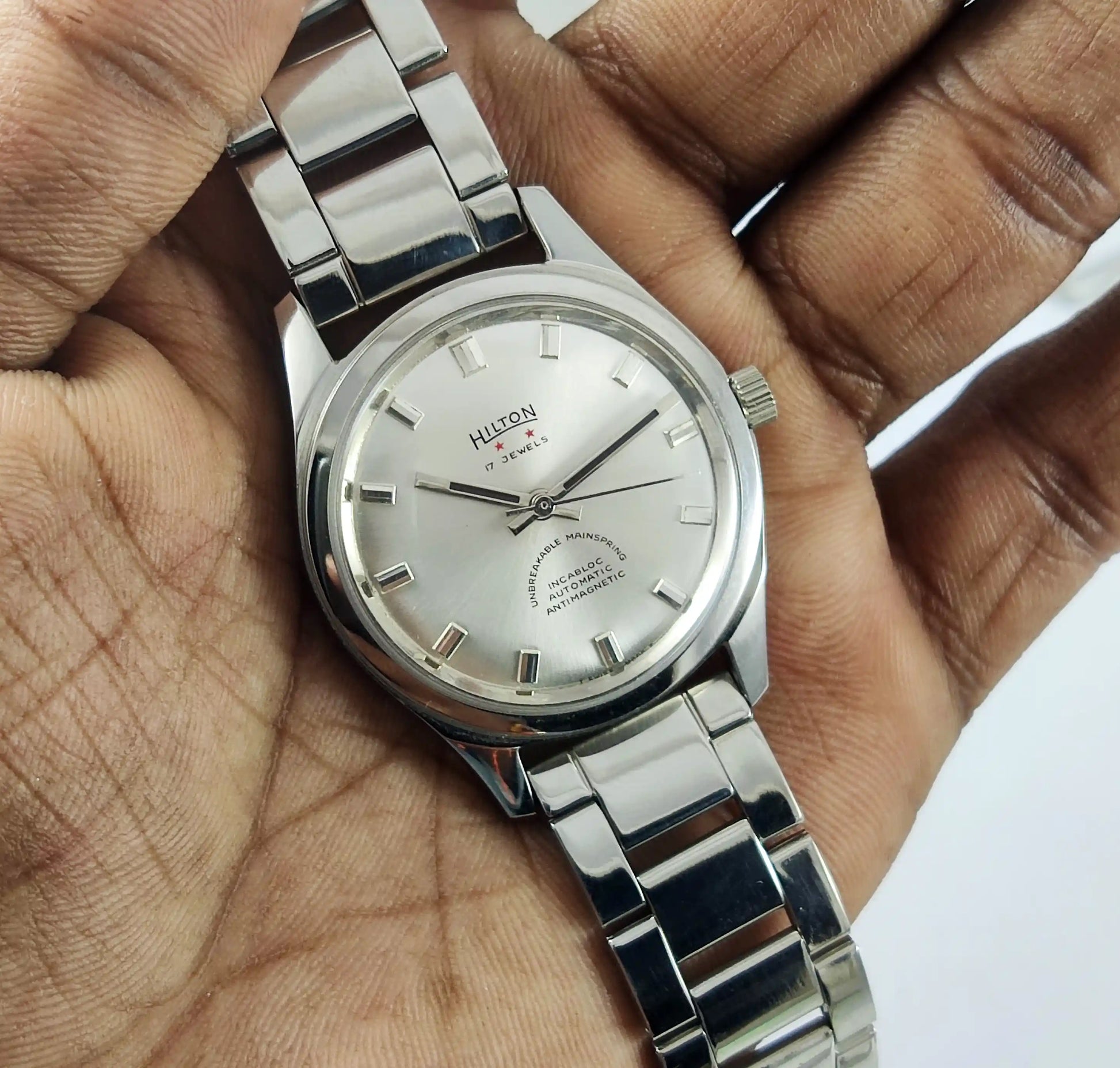 Hilton Incabloc 17 Jewels Silver Dial Handwinding Discover-Diamonds
