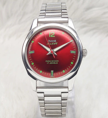 HMT Pilot 17 Jewels Red Apple Dial - Handwinding Men's Watch Transparent Back