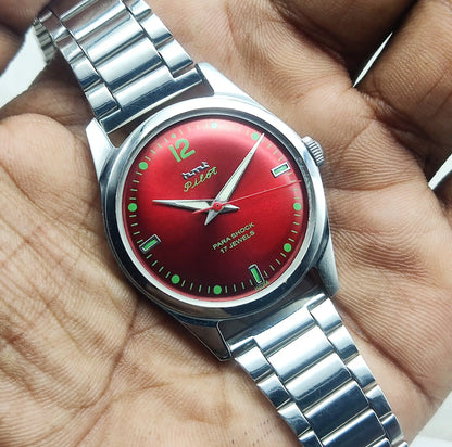 HMT Pilot 17 Jewels Red Apple Dial - Handwinding Men's Watch Transparent Back