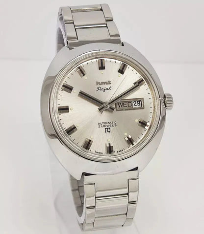 HMT Rajat Silver Dial 21 Jewels Day Date Mechanical Automatic Man's Watch 0231 Discover-Diamonds