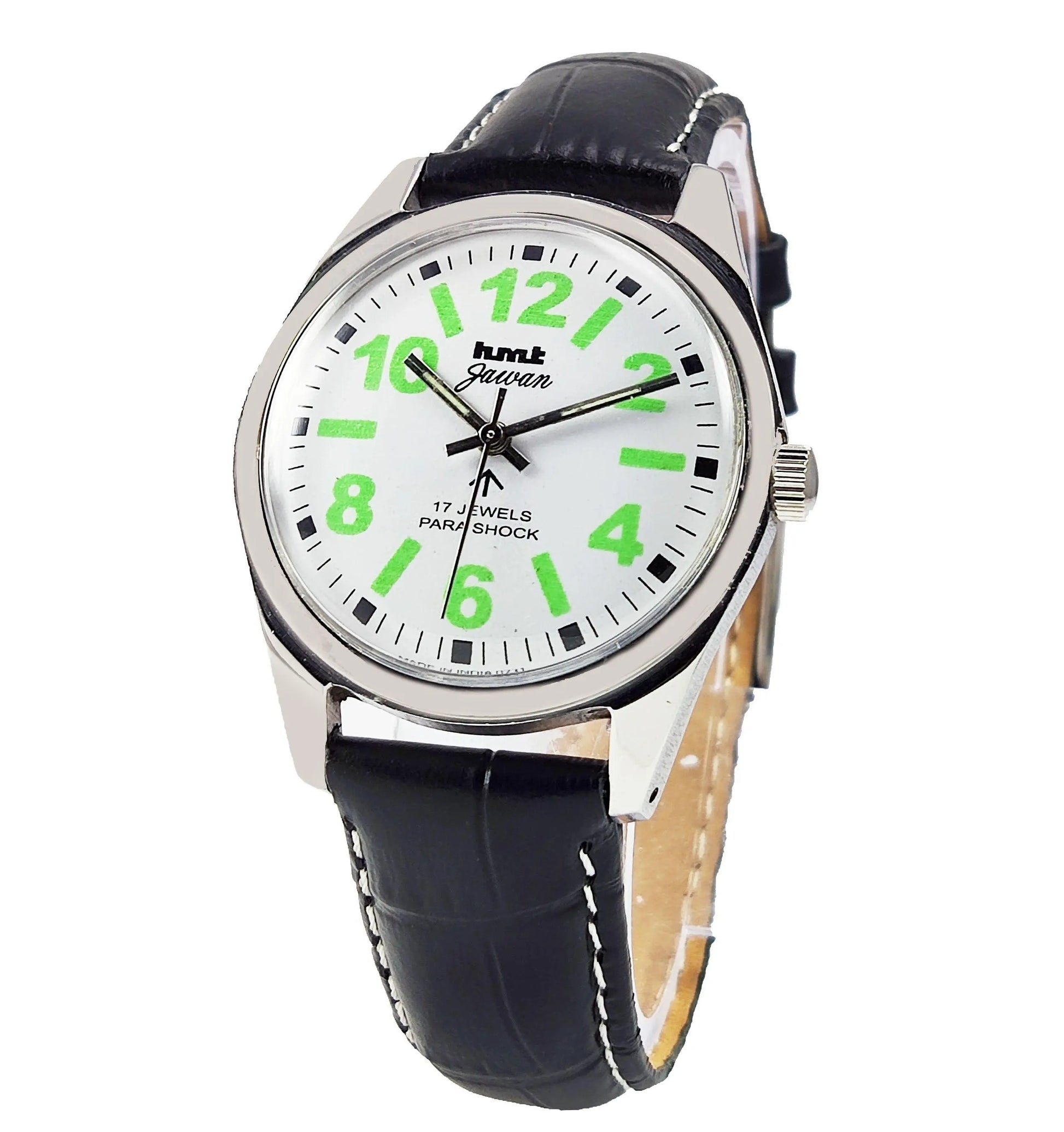 HMT Jawan Para Shock 17 Jewels White Dial Mechanical Hand winding Men's Wrist Watch - Discover-Diamonds