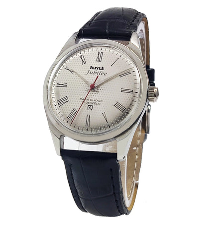 HMT Jubilee Para Shock 17 Jewels Silver Dial Mechanical Hand winding Men's Wrist Watch - Discover-Diamonds