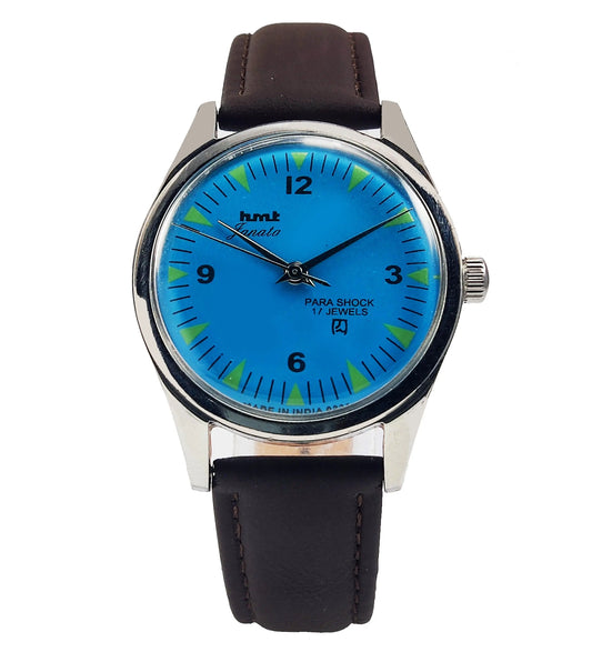 HMT Janata Para Shock 17 Jewels Blue Dial Mechanical Hand winding Men's Wrist Watch - Discover-Diamonds