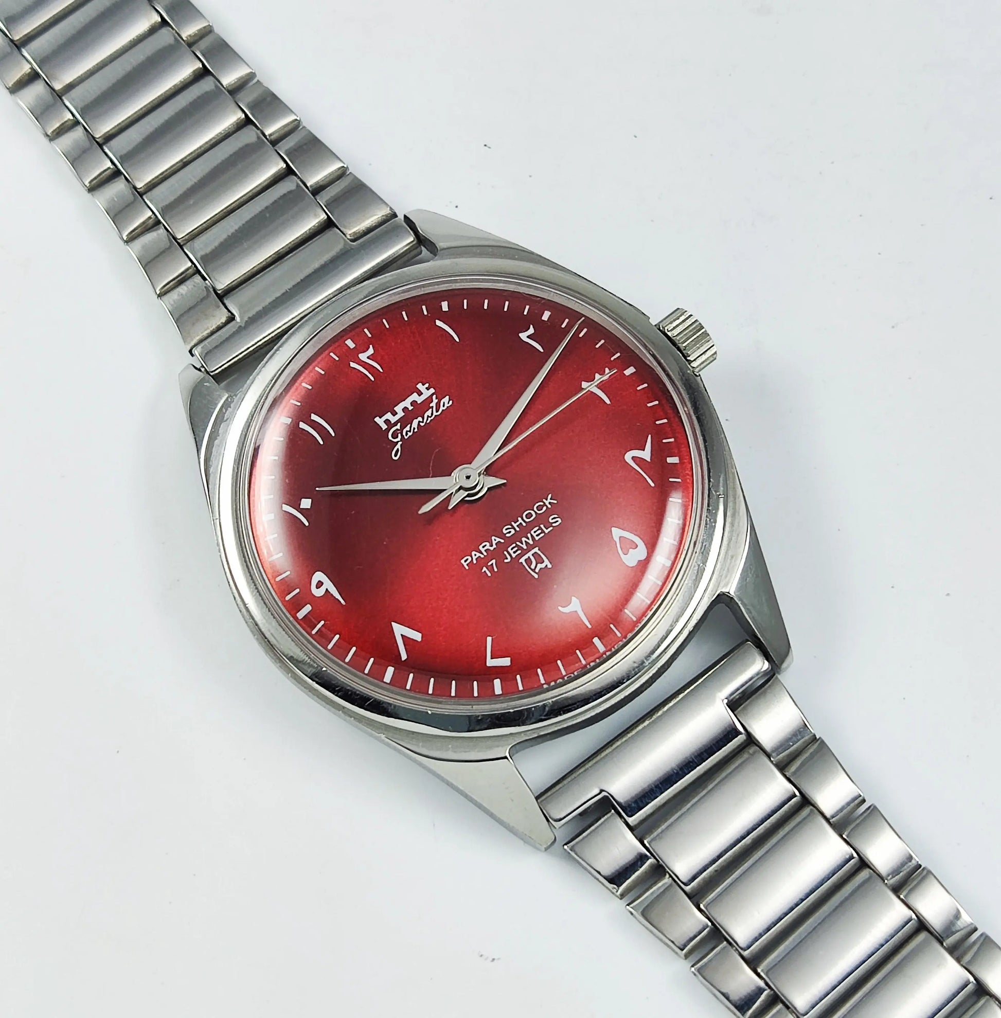 HMT Janata Para Shock 17 Jewels Red Urdu Dial Mechanical Hand winding Men's Wrist Watch Discover-Diamonds