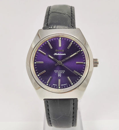 HMT Kohinoor Para Shock 17 Jewels Purple Dial Mechanical Hand winding Men's Wrist Watch - Discover-Diamonds
