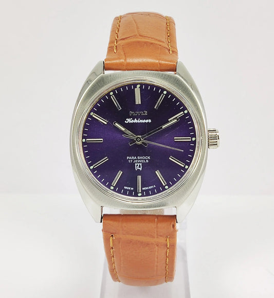 HMT Kohinoor Para Shock 17 Jewels Purple Dial Mechanical Hand winding Men's Wrist Watch - Discover-Diamonds