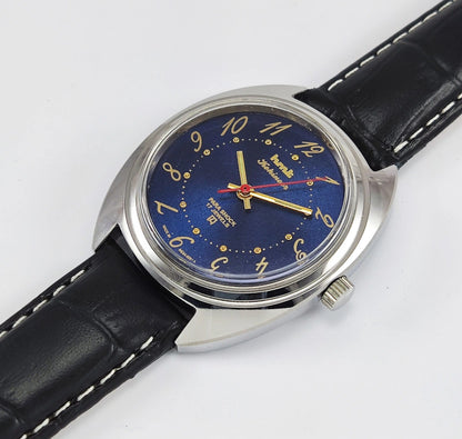 HMT Kohinoor Para Shock 17 Jewels Blue Dial Transparent Back Mechanical Hand winding Men's Wrist Watch - Discover-Diamonds