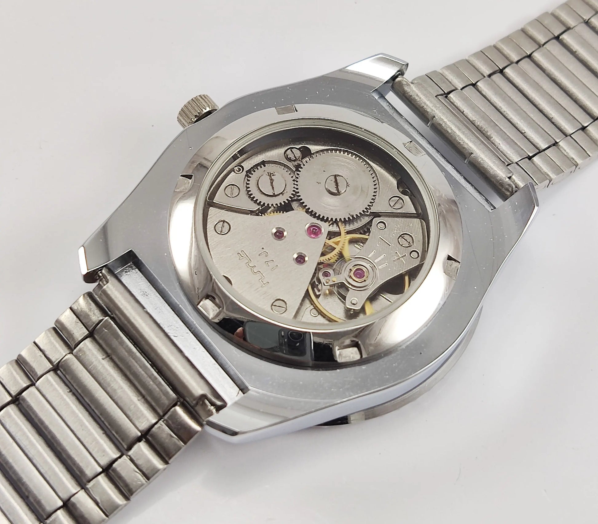 HMT Kohinoor Para Shock 17 Jewels Purple Dial Transparent Back Mechanical Hand winding Men's Wrist Watch Discover-Diamonds
