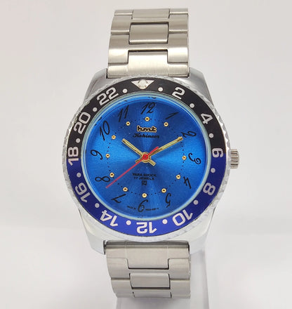 HMT Kohinoor Para Shock 17 Jewels Blue Dial Transparent Back Mechanical Hand winding Men's Wrist Watch Discover-Diamonds