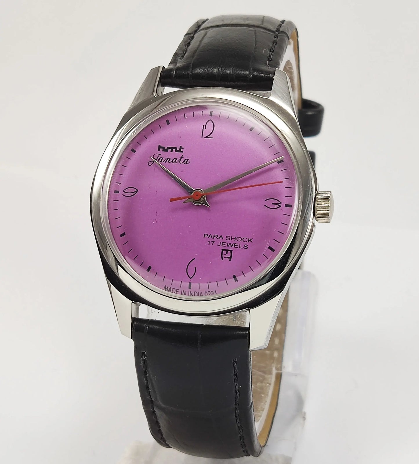 HMT Janata Para Shock 17 Jewels Purple Dial Transparent Back Mechanical Hand winding Men's Wrist Watch Discover-Diamonds