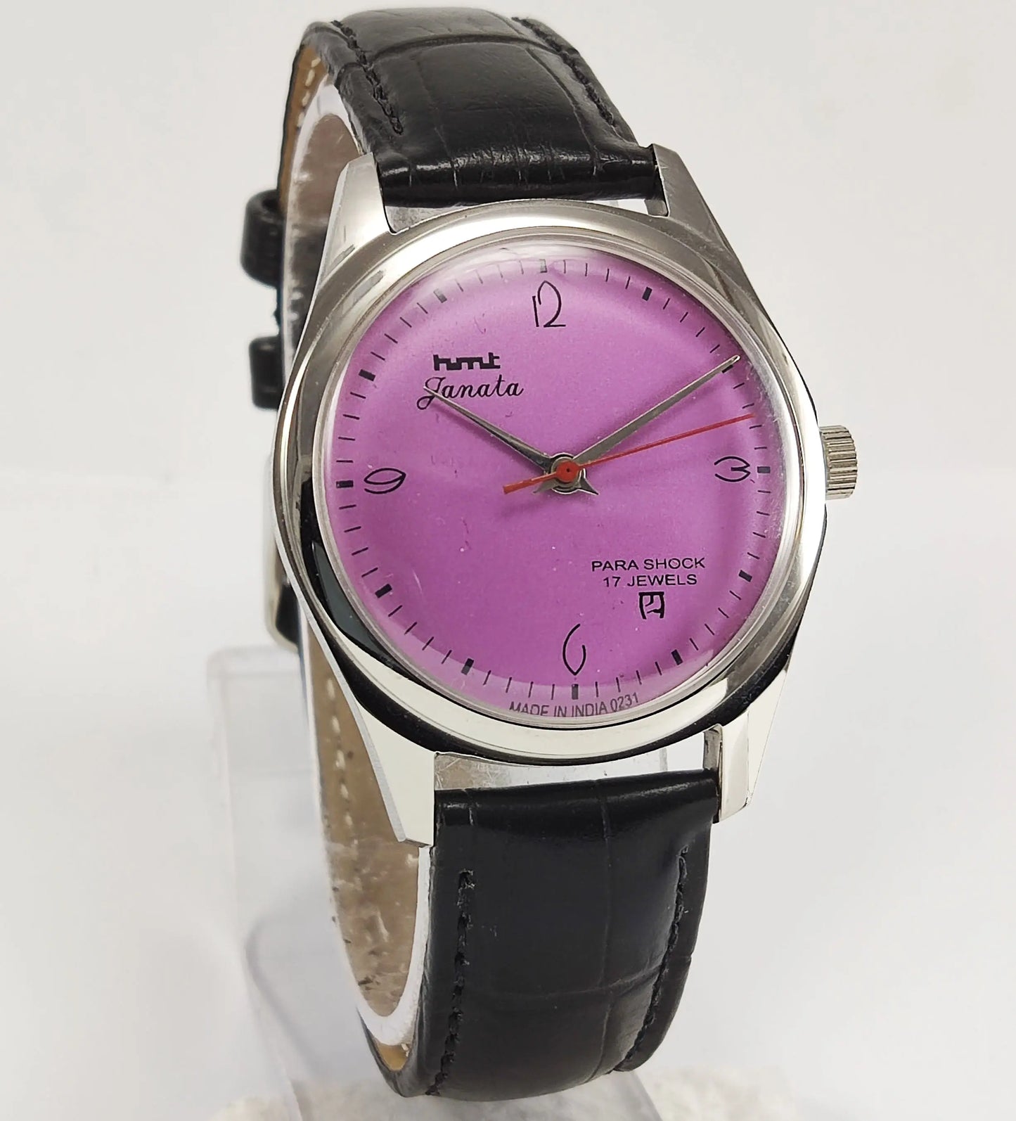 HMT Janata Para Shock 17 Jewels Purple Dial Transparent Back Mechanical Hand winding Men's Wrist Watch Discover-Diamonds