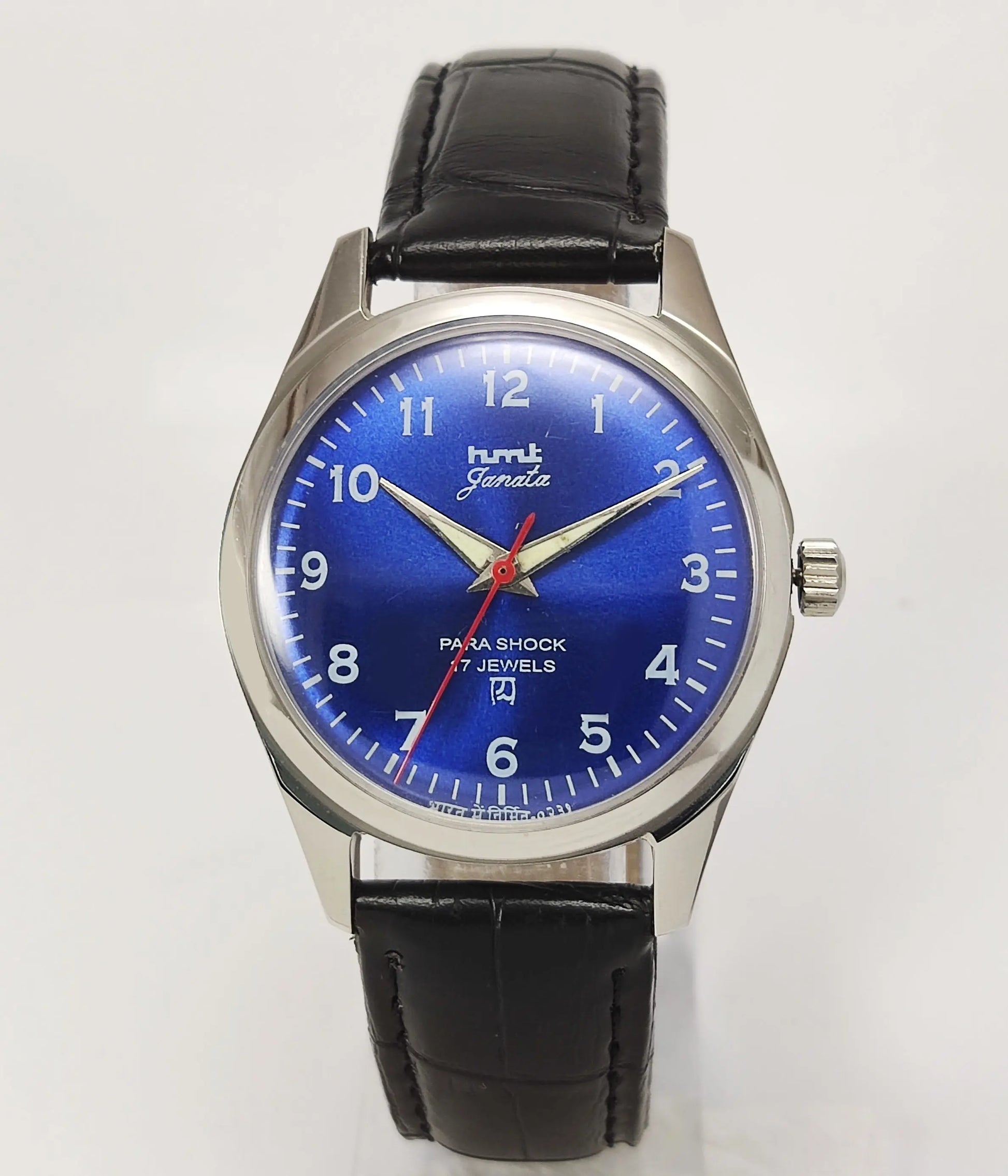 HMT Janata Para Shock 17 Jewels Blue Dial Transparent Back Mechanical Hand winding Men's Wrist Watch Discover-Diamonds