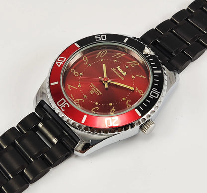 HMT Kohinoor Para Shock 17 Jewels Red Dial Transparent Back Mechanical Hand winding Men's Wrist Watch Discover-Diamonds