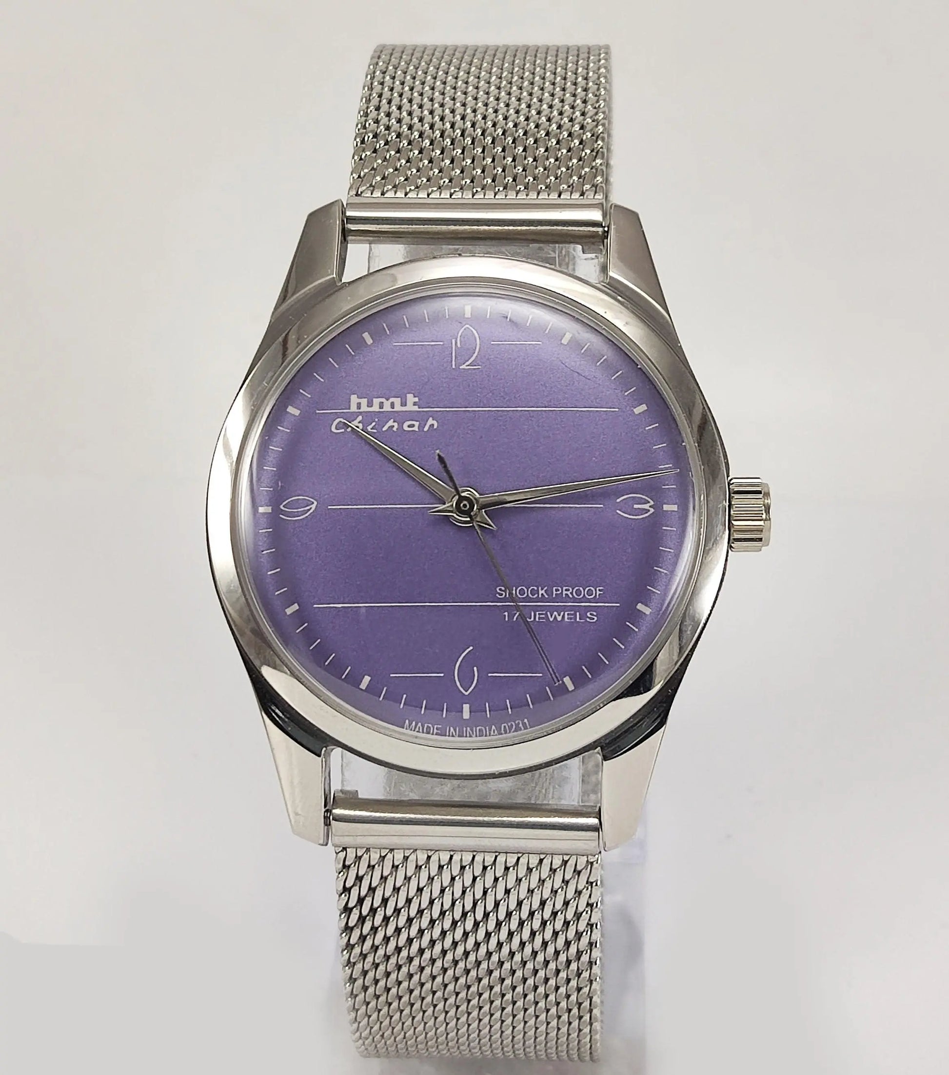 HMT Chinar Para Shock 17 Jewels Purple Color Dial Mechanical Hand winding Men's Wrist Watch - Discover-Diamonds