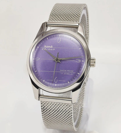 HMT Chinar Para Shock 17 Jewels Purple Color Dial Mechanical Hand winding Men's Wrist Watch - Discover-Diamonds