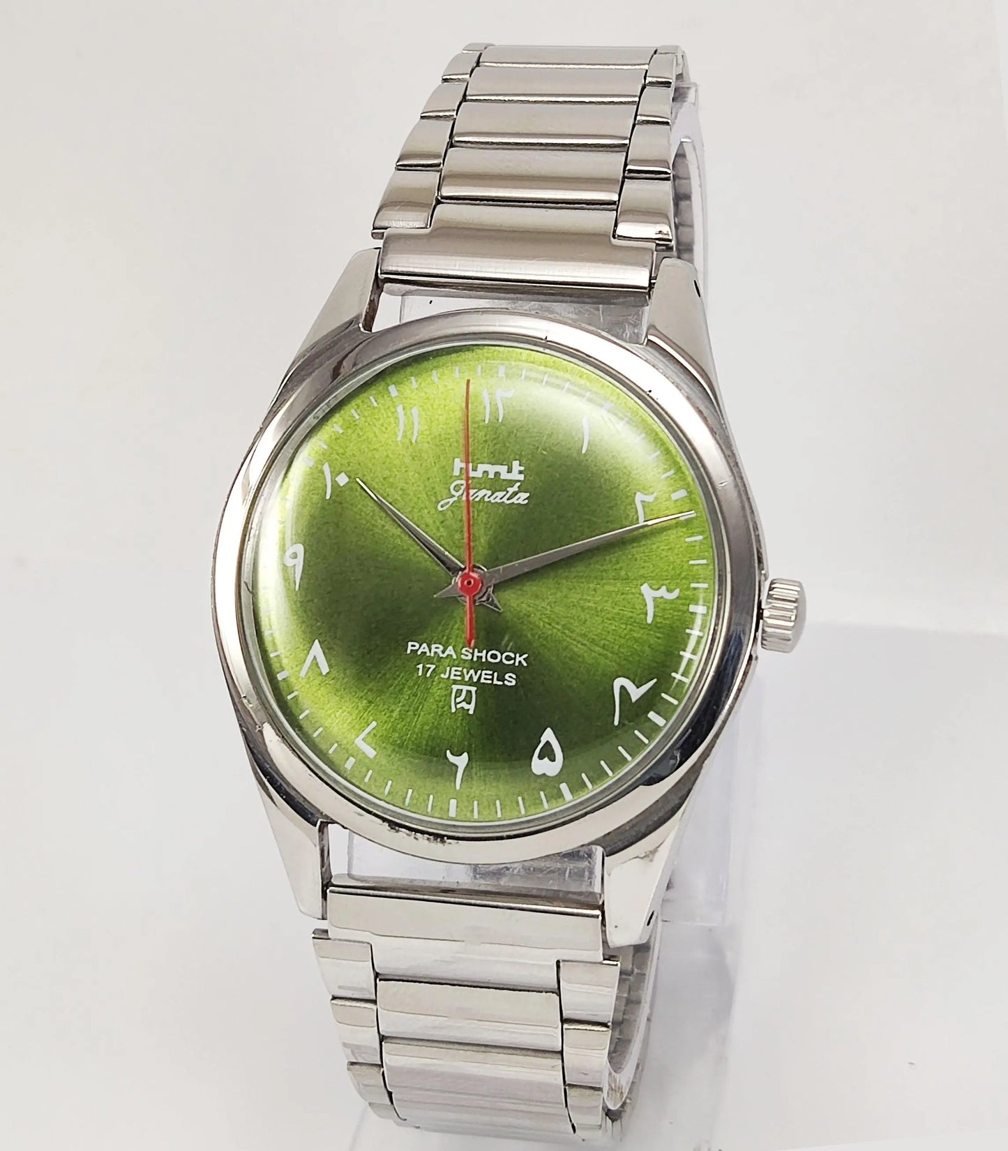 HMT Janata Para Shock 17 Jewels Urdu/Arabic Apple Green Dial Mechanical Hand winding Men's Wrist Watch - Discover-Diamonds