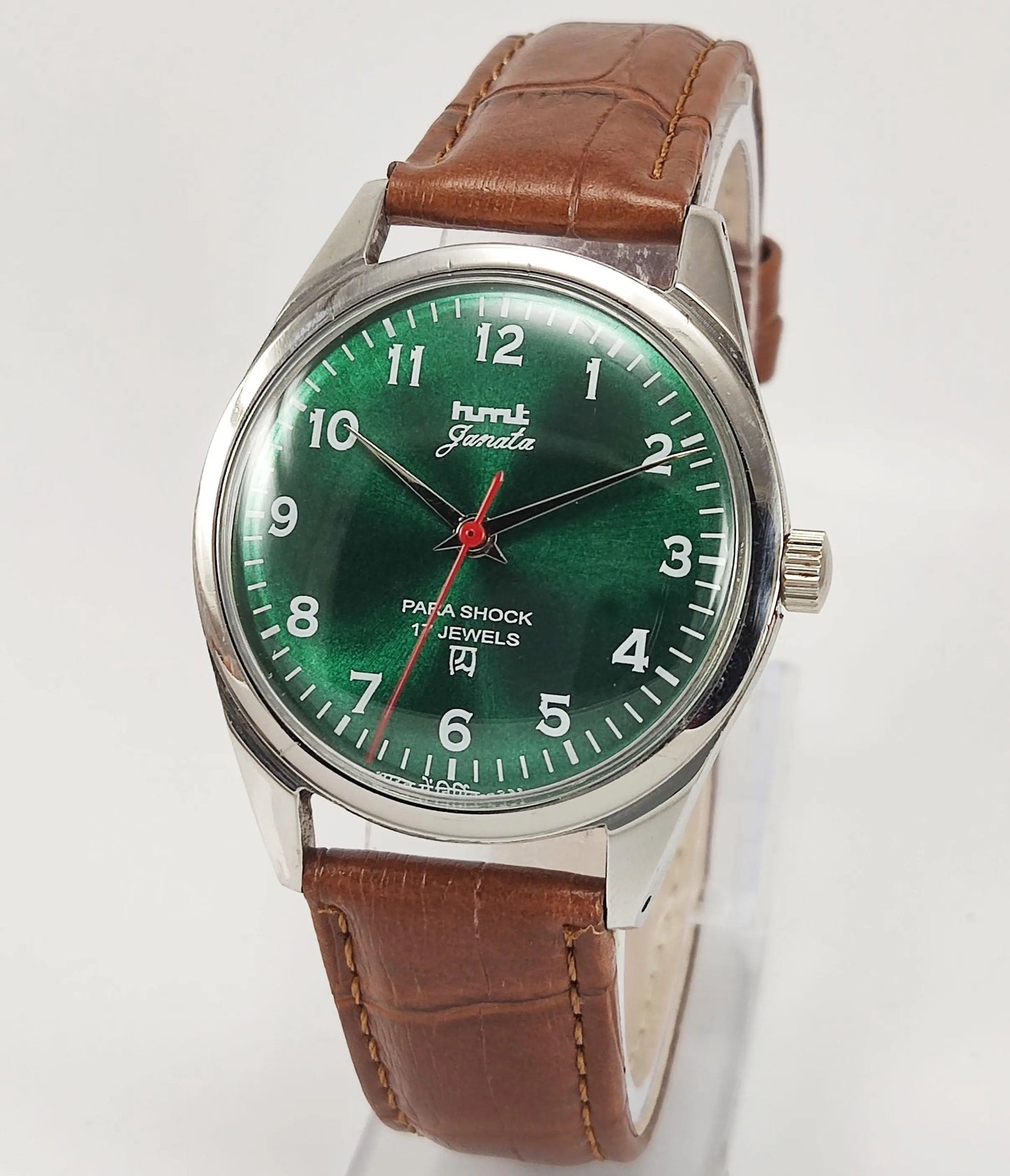 HMT Janata Para Shock 17 Jewels Green Dial Mechanical Hand winding Men's Wrist Watch - Discover-Diamonds