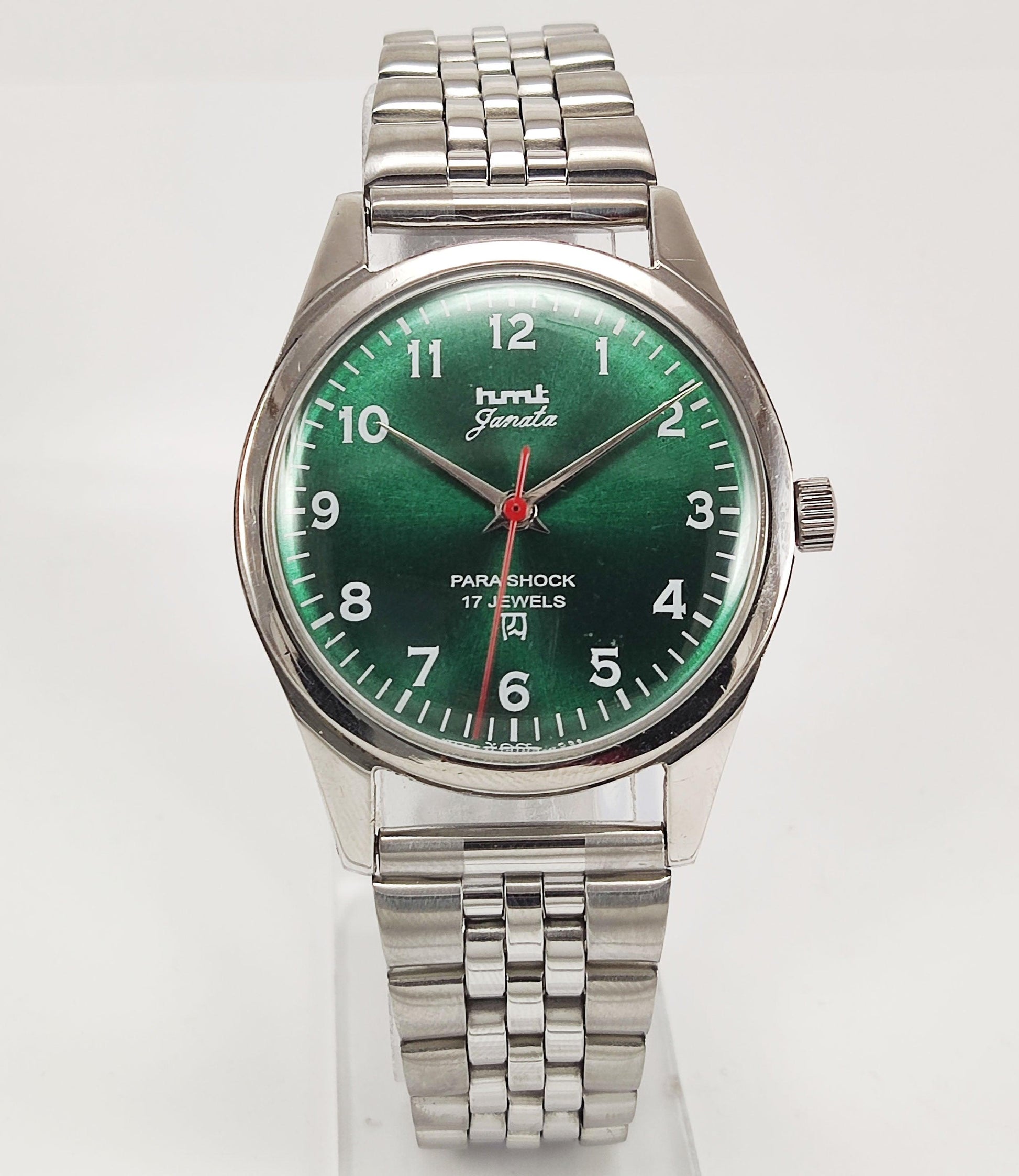 HMT Janata Para Shock 17 Jewels Green Dial Mechanical Hand winding Men's Wrist Watch - Discover-Diamonds