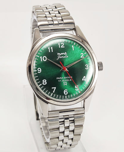 HMT Janata Para Shock 17 Jewels Green Dial Mechanical Hand winding Men's Wrist Watch Discover-Diamonds