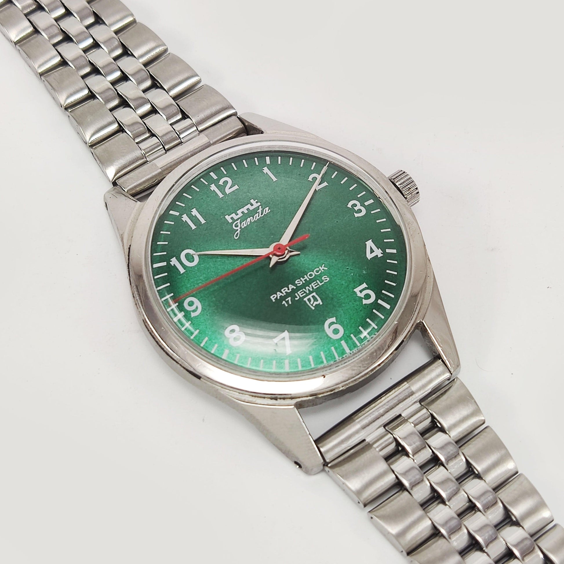 HMT Janata Para Shock 17 Jewels Green Dial Mechanical Hand winding Men's Wrist Watch - Discover-Diamonds