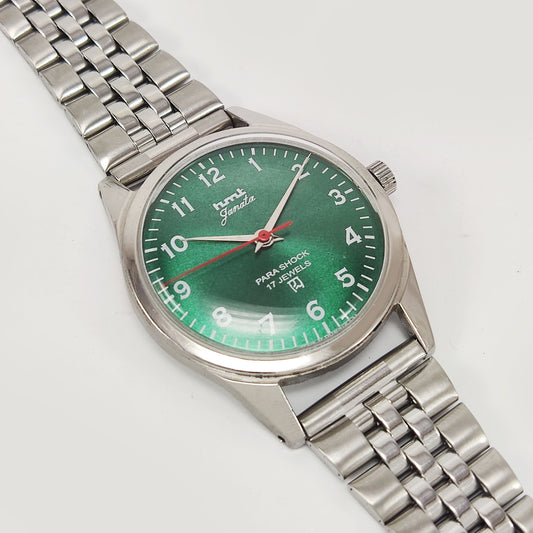 HMT Janata Para Shock 17 Jewels Green Dial Mechanical Hand winding Men's Wrist Watch Discover-Diamonds