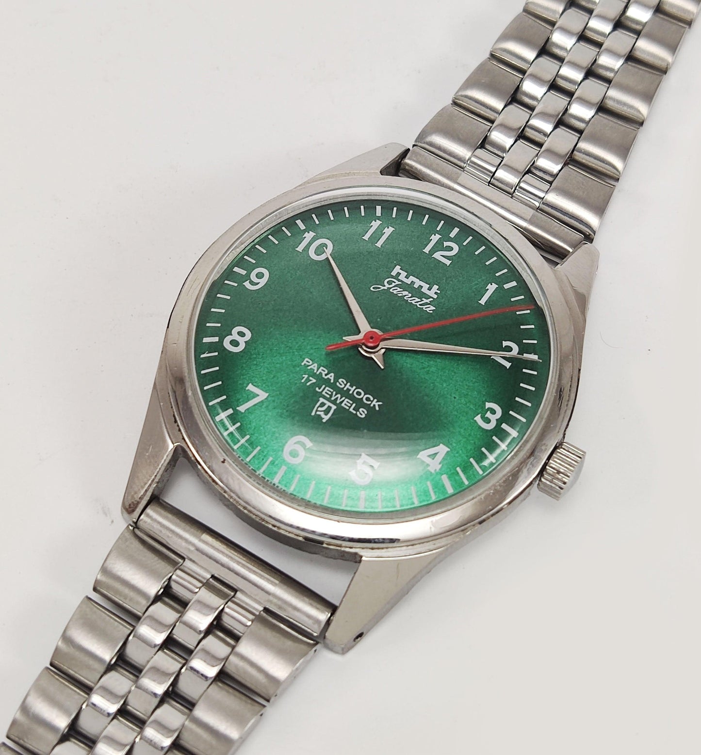 HMT Janata Para Shock 17 Jewels Green Dial Mechanical Hand winding Men's Wrist Watch - Discover-Diamonds